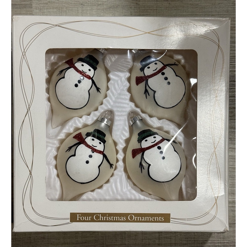 Vintage 1999 Dayton Hudson Bradford Multi Color Christmas 4 pc Snowman Ornaments
